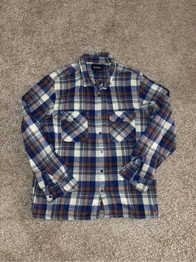 Brixton Navy, Brown & Cream Plaid Flannel Shirt